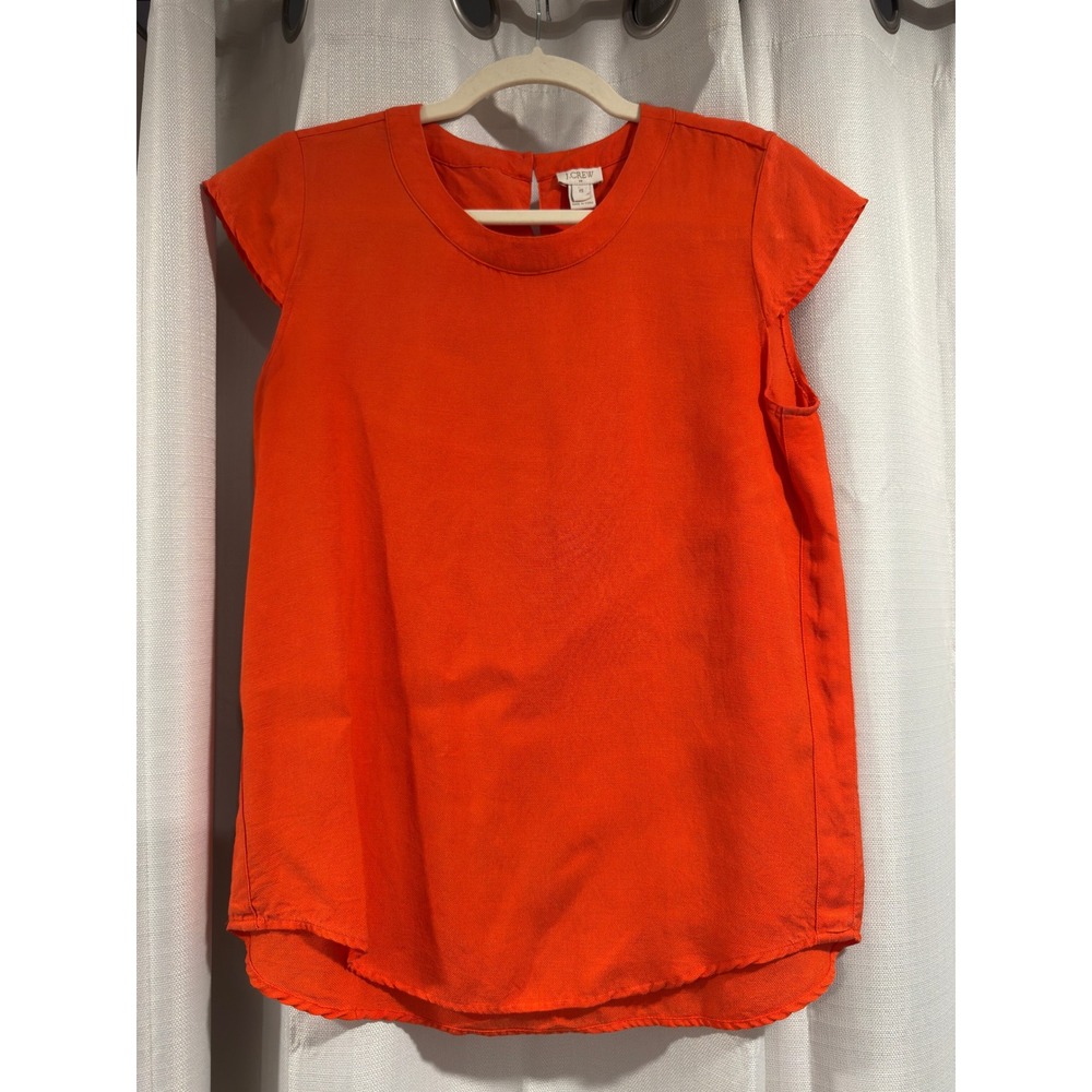 J.Crew‎ Orange Cap Sleeve Blouse Lyocell Viscose Keyhole Back Top E9950 XS